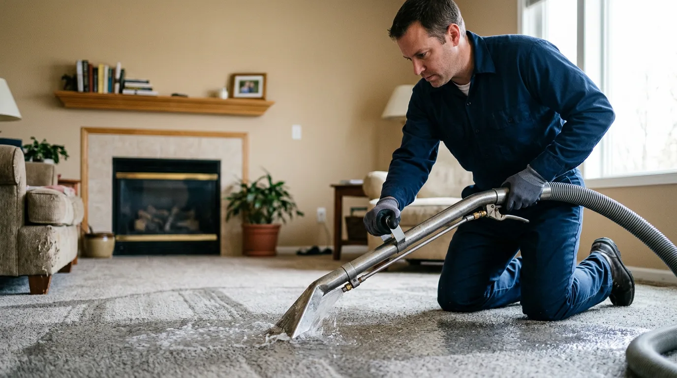 Water damage restoration technician working near Cascade, MT
